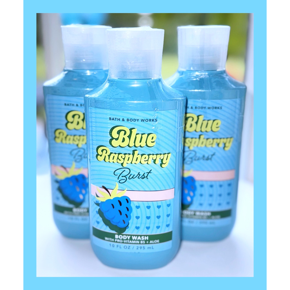 Bath & Body Works Blue Raspberry Burst 10oz Shower Gel Body Wash with Aloe B5 x3
